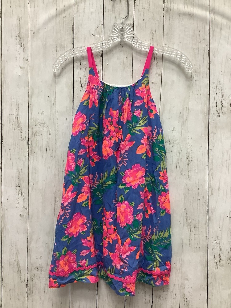 Tommy Bahama Girls Size 7 Tropical Floral Blue & Pink Sleeveless Summer Sundress
