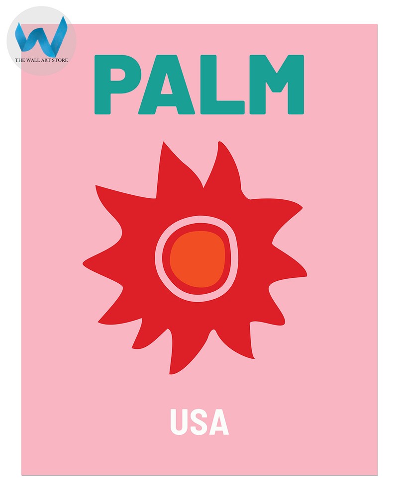 Palm USA Poster - Modern Abstract Design Wall Art Print 12X16/16X20/18X24/24X36-image