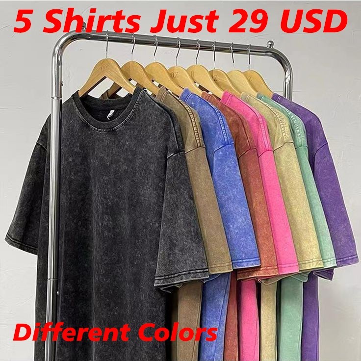 Acid Wash TShirts Oversized Down Shoulder Heavyweight 100% Cotton Tshirts-image