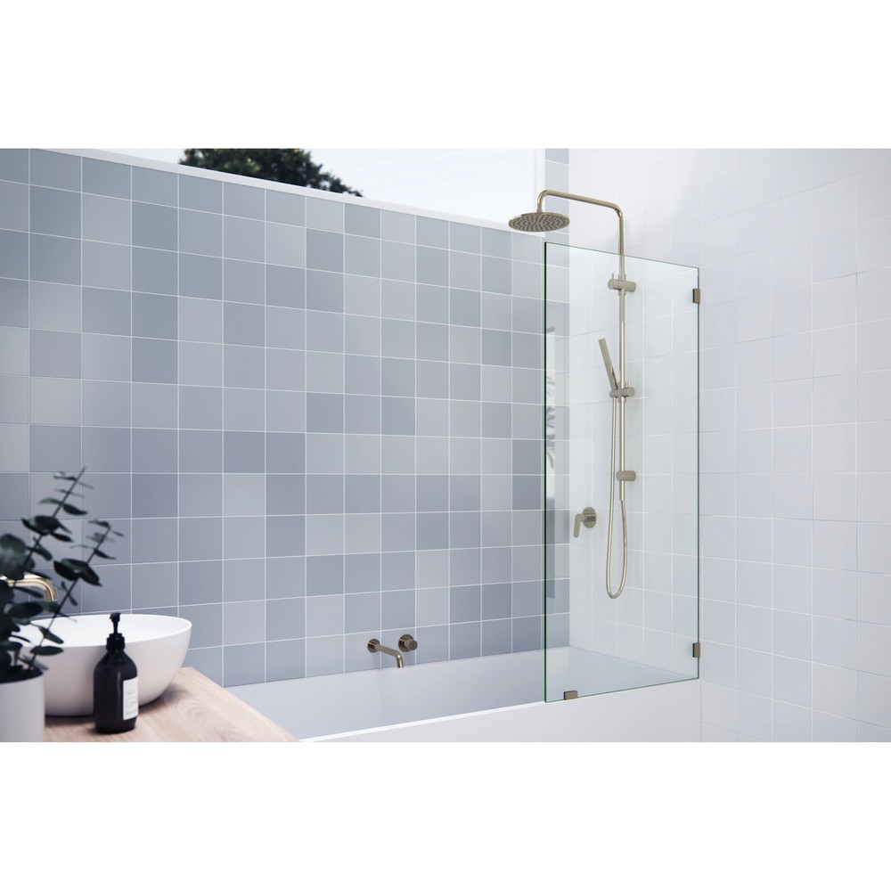 Frameless Polished Brass Shower Bath Screen 58.25 x 28.5 Inches