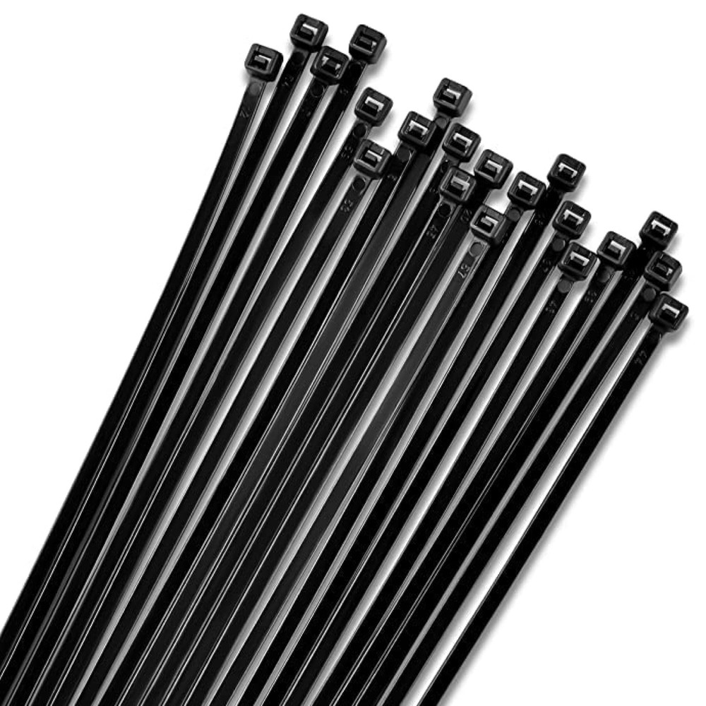 15-Inch Heavy Duty Black Zip Ties 100 Pack 120lb Tensile Strength