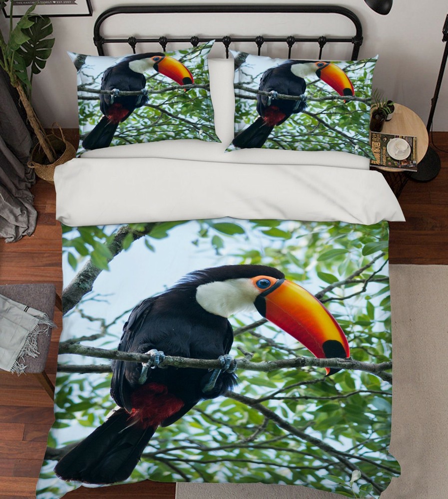 3D Black Toucan ZHUA139 Bed Pillowcases Quilt Duvet Cover Set Queen King Zoe