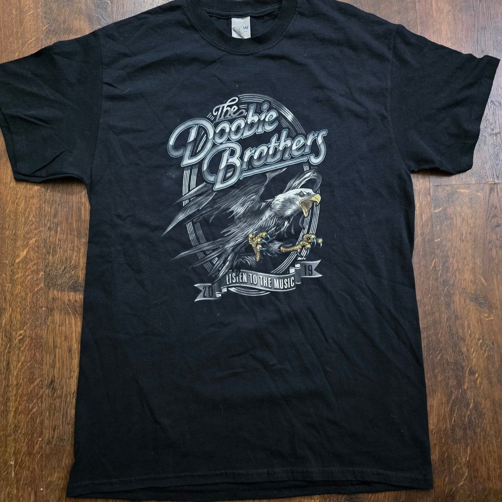 The Doobie Brothers 2019 Tour T Shirt Black Eagle Listen to the Music Tee Size M