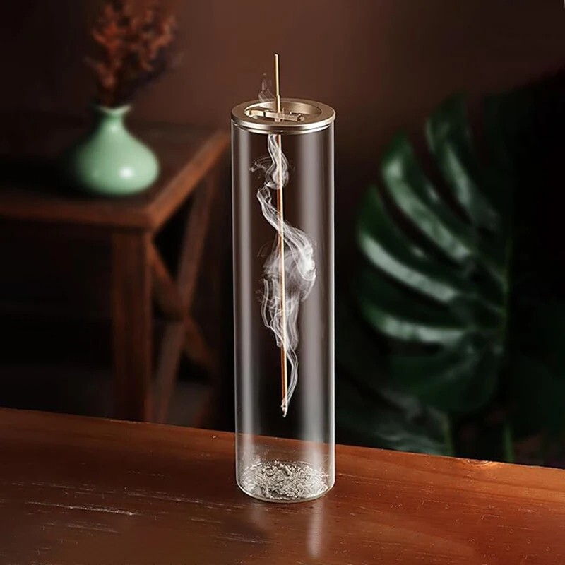 Glass & Metal Ash-Proof Incense Burner Holder for Aromatherapy