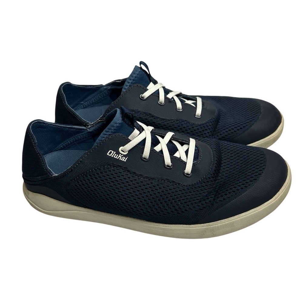 OluKai Mens Moku Pae Boat Shoes Blue Mesh Slip On Sneakers Size 10.5 Rubber
