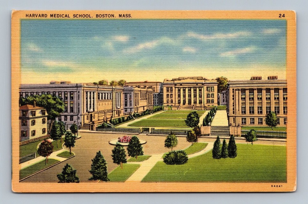 Vintage Harvard Medical School Boston Linen Postcard Tichnor Bros