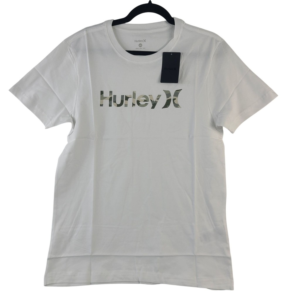 NEW Hurley Men's White Camo O&O SS Graphic Tee Sz M 100% Cotton