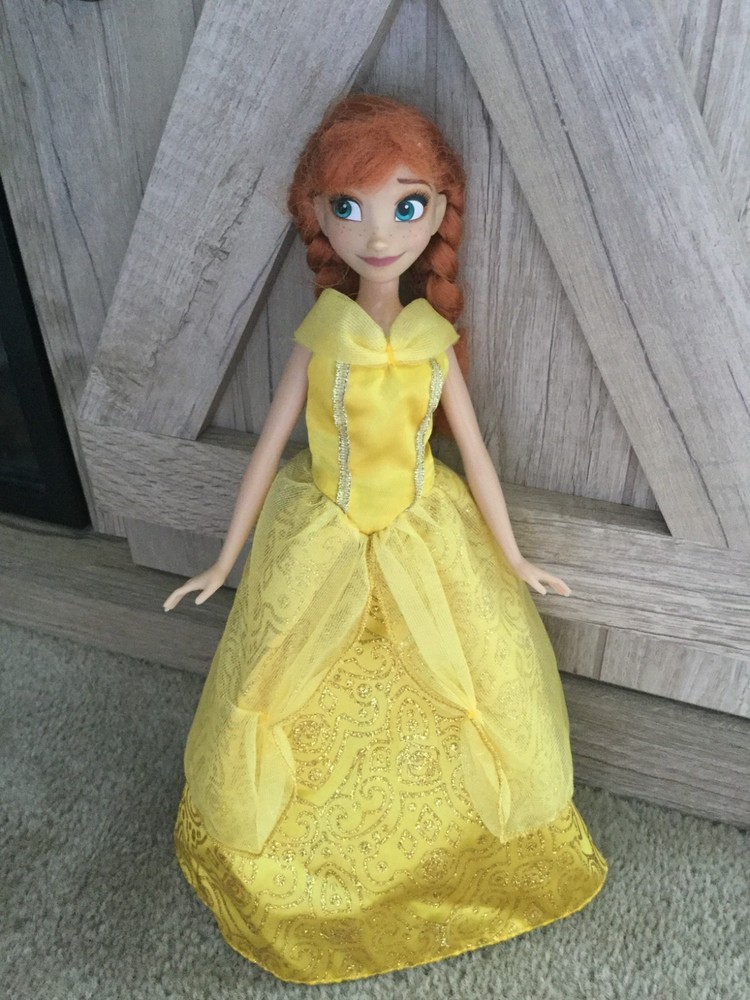 Disney Princess Belle Beauty and the Beast Barbie Doll Dress Gown Glitter Gold