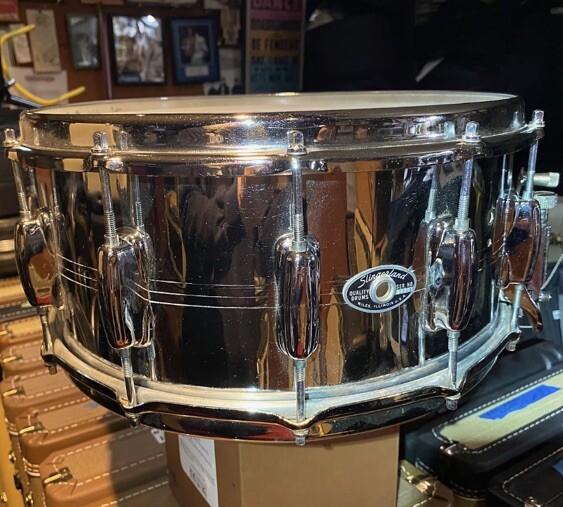Slingerland 12 Lug Spitfire Snare Drum 6.5x14” Chrome Over Brass TDR Strainer