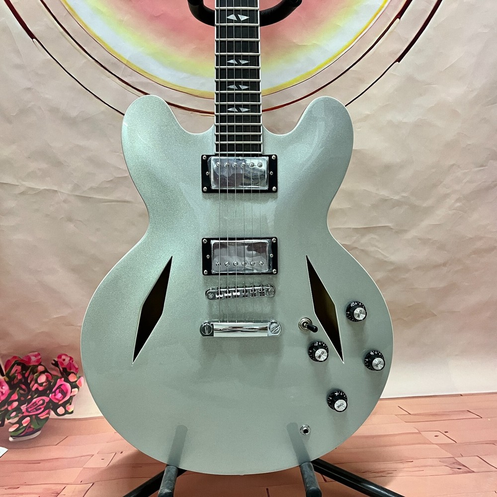 Silver DG-335 Semi-Hollow Electric Guitar with HH Pickups Free US Shipping