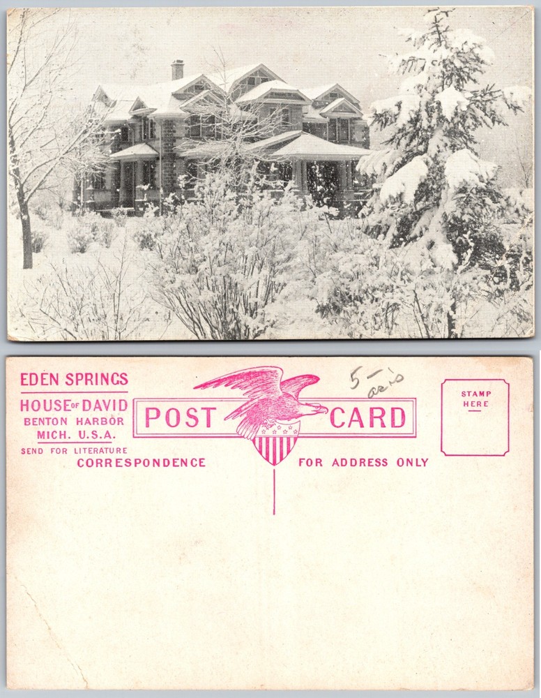 Eden Springs House of David Benton Harbor MI Postcard
