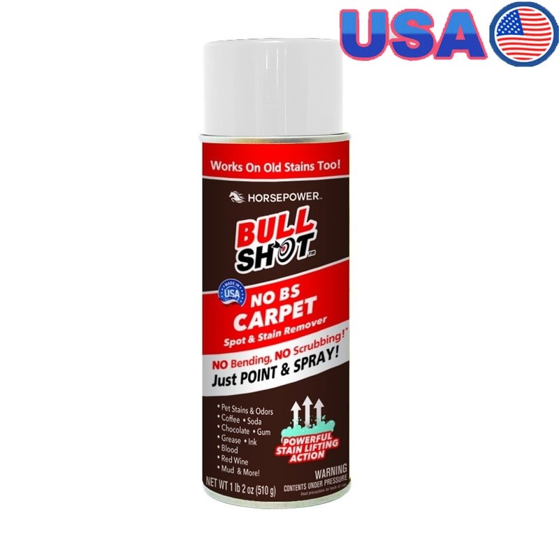 Bull Shot Stain Remover Foam Spray for Carpets & Multi-Surfaces with Deodorizer