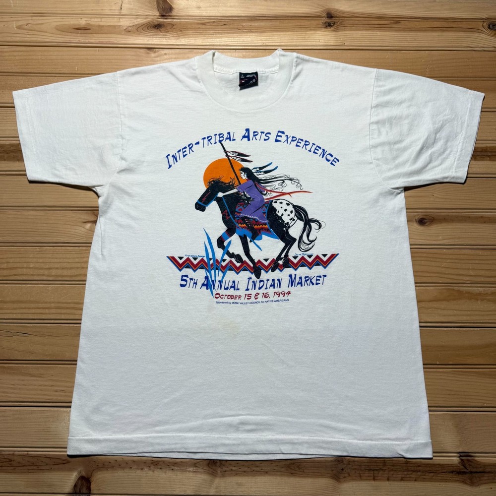 Vintage 1994 Inter-Tribal Arts Experience Indian Market T-Shirt USA Made - Large