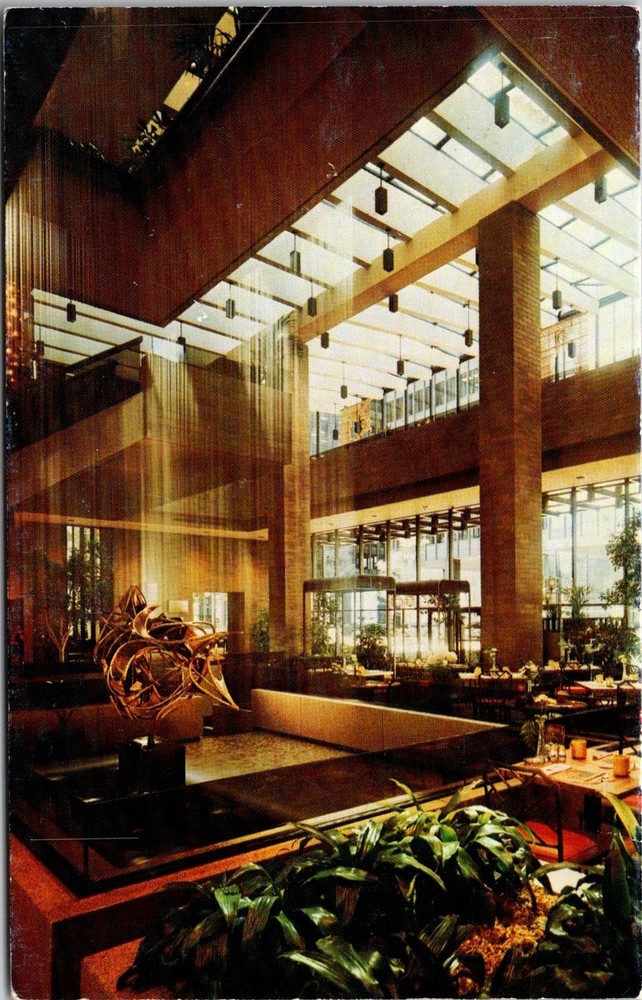 Dr Jim Stamps Hyatt Regency Chicago Postcard Multi-Level Lobby Waterfalls