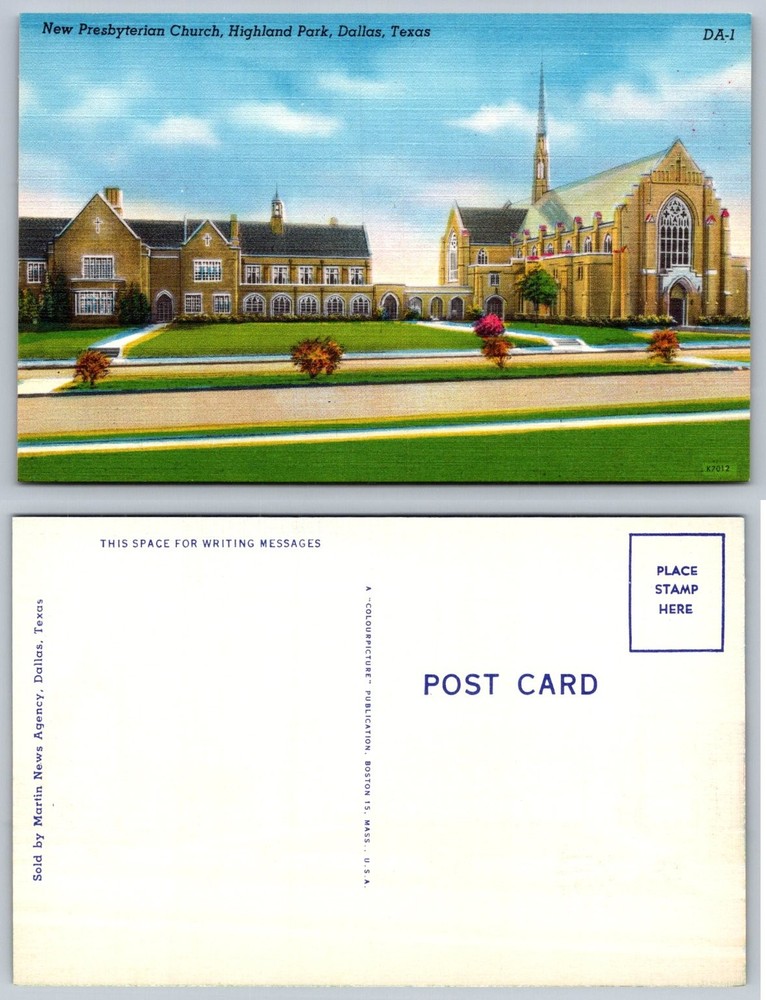 Vintage Linen Postcard New Presbyterian Church Highland Park Dallas Texas