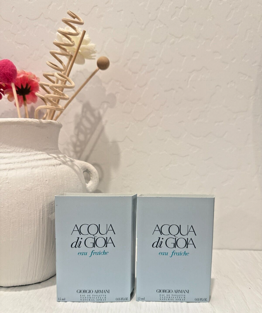 2X ACQUA di GIOIA eau fraiche by GIORGIO ARMANI Carded Sample Spray 1.5ml NEW