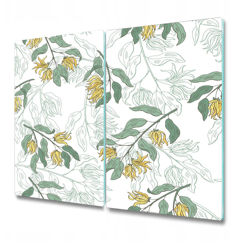 Glass Worktop Kitchen Chopping Board Canaga Leaf Floral green Art 2x30x52