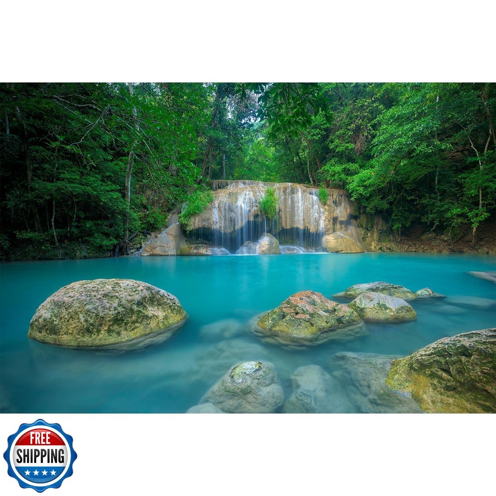 Waterfall Aquarium Background with Rainforest Rocks and Stream for Terrarium