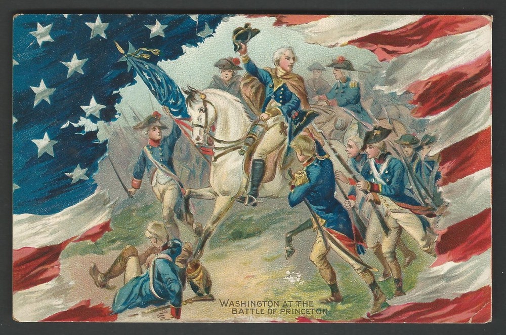 PATRIOTIC TUCK POSTCARD Washington at Battle of Princeton