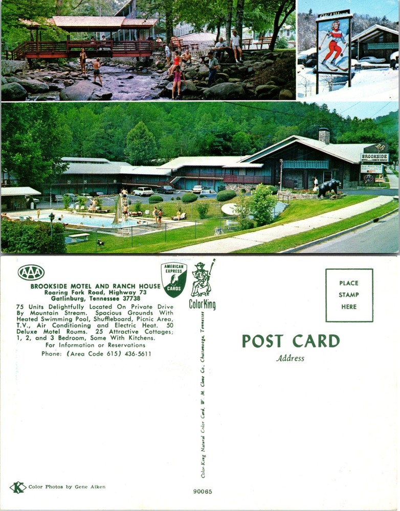 Brookside Motel and Ranch House Gatlinburg Tennessee TN Postcard