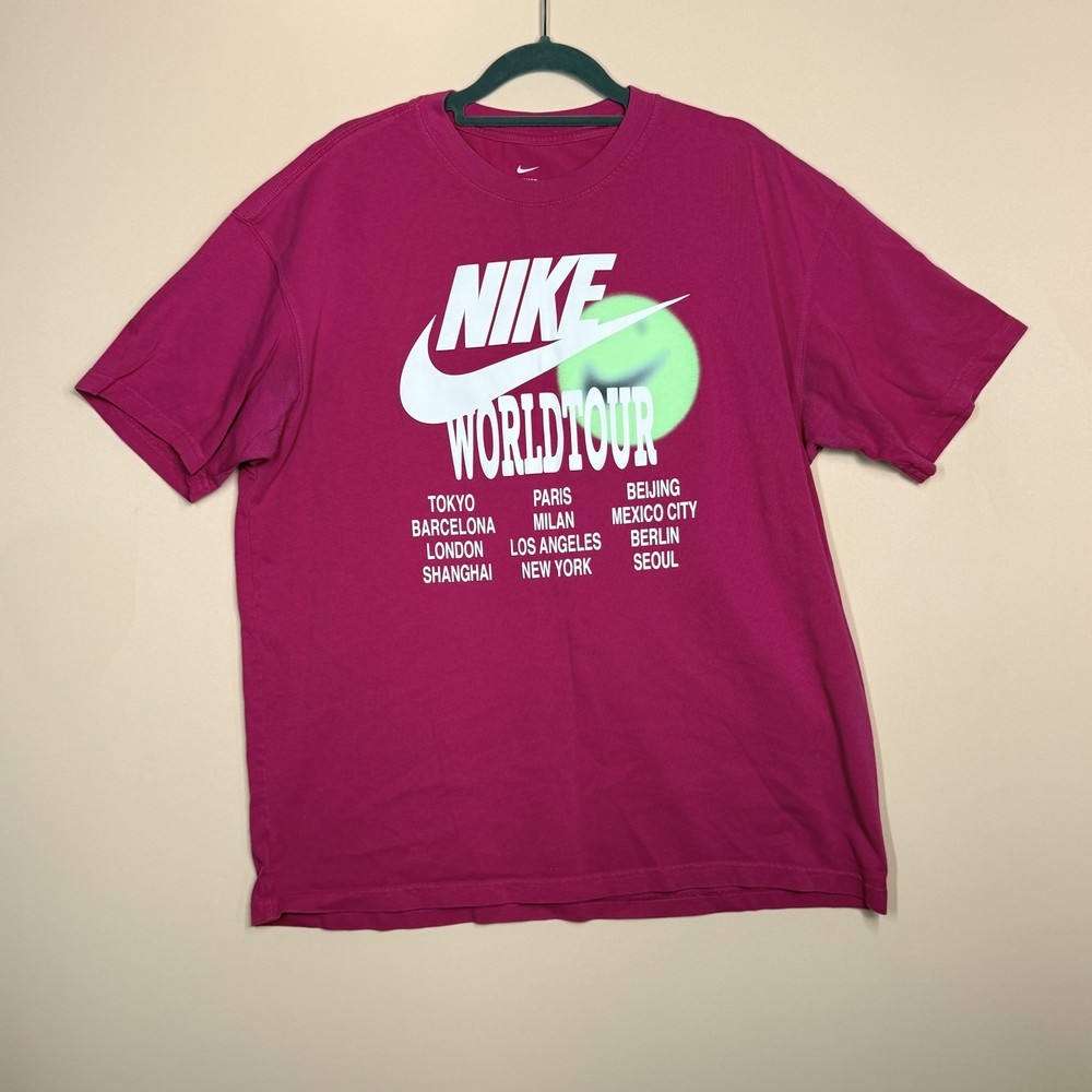Nike World Tour Pink Heavy Weight Tennis Tee T-Shirt Pink Men's Size Large L