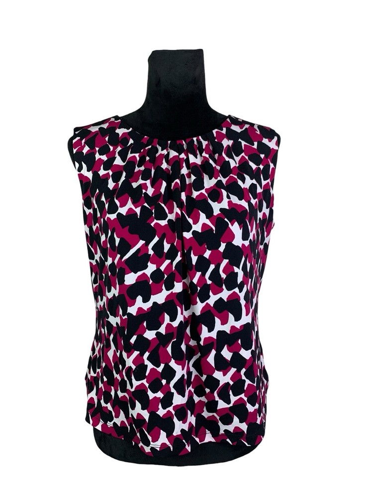 Calvin Klein Size Petites L Abstract Animal Print Scoop Neck Sleeveless Top PL
