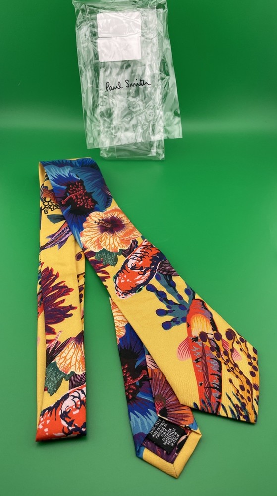 Paul Smith Tie Colorful Floral 100% Silk Italy New In Package With Tags