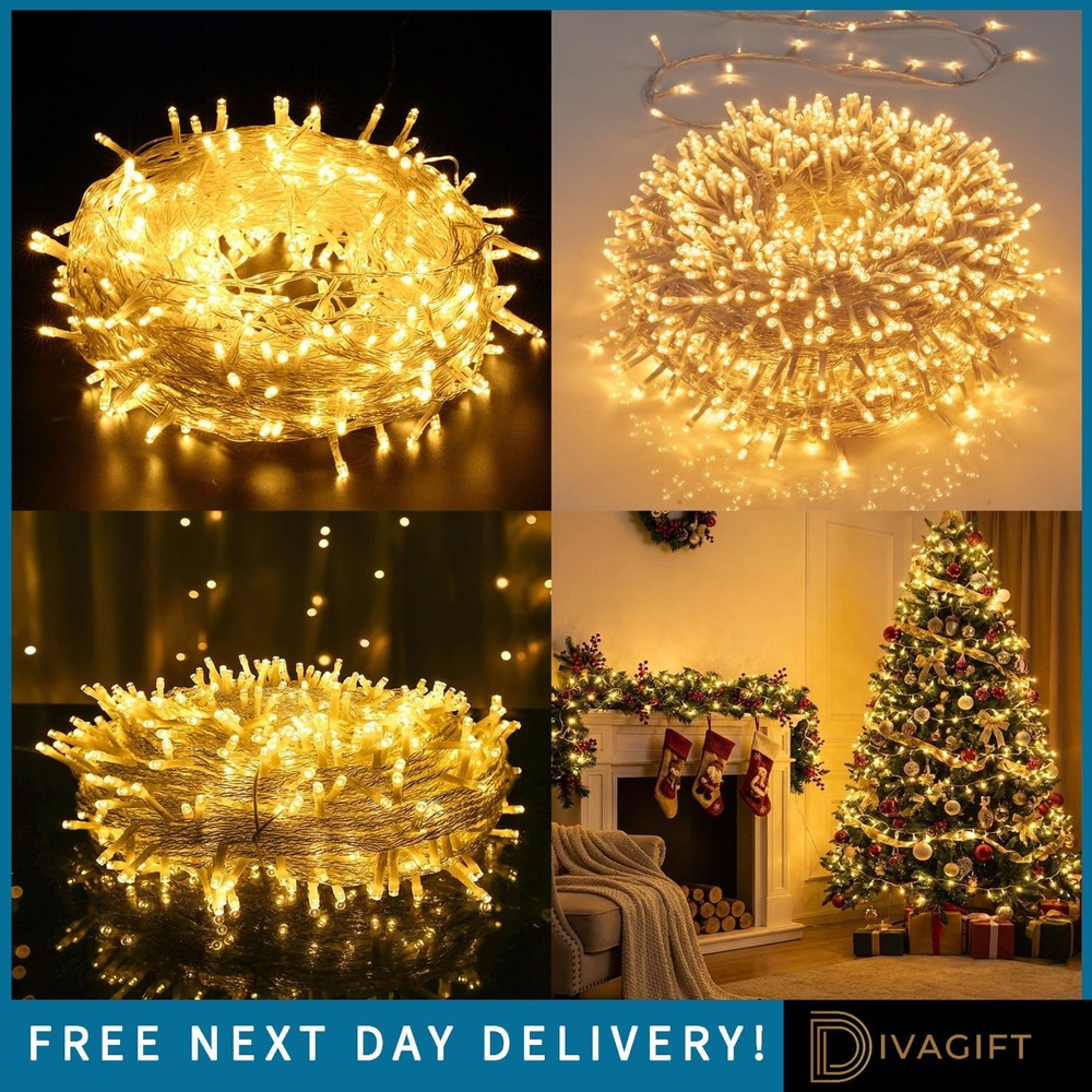 WARM WHITE FAIRY STRING LIGHTS 100-500 LED PLUG IN INDOOR OUTDOOR CHRISTMAS TREE