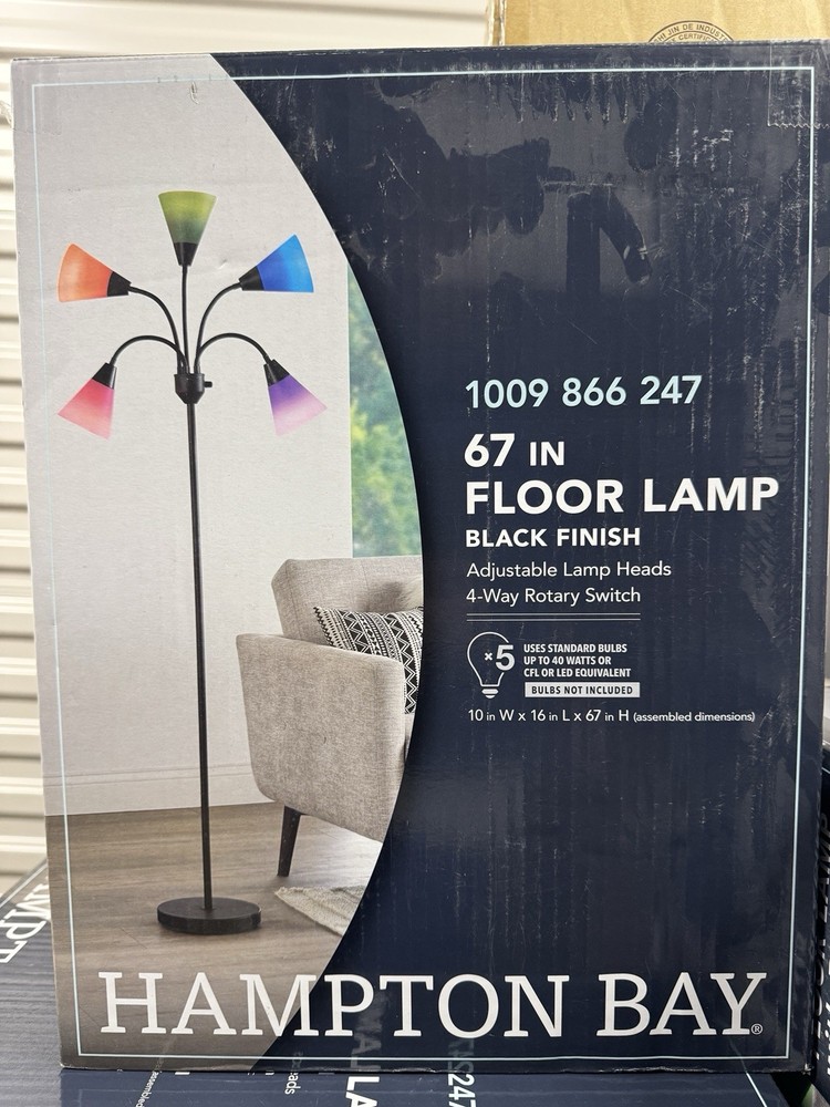 Hampton Gooseneck Floor Lamp 67 inch 5-Light  with Multi-Color Acrylic Shades