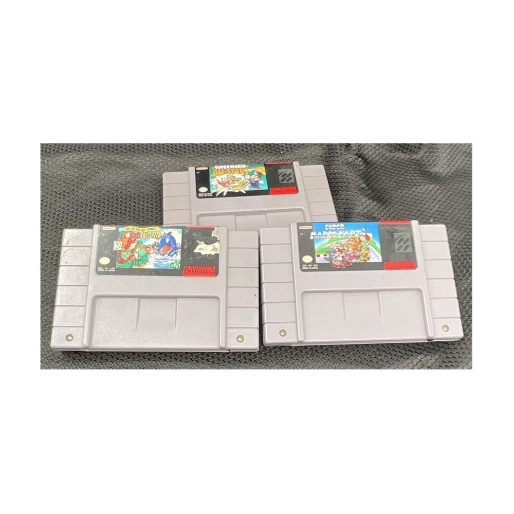 Nintendo Super Mario All-Stars, Kart, Yoshi's Island SNES NTSC-U/C Game Lot