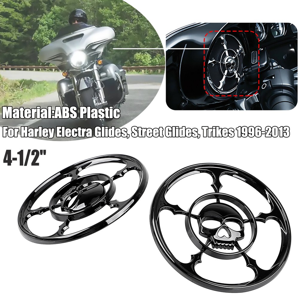 Black ABS Speaker Trim Grill Covers for Harley Electra Glide FLHTC Classic-image