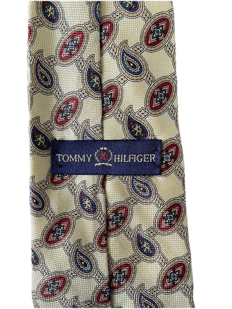 Tommy Hilfiger Men’s Tie 100% Italian Silk Made In USA Luxury Paisley Print