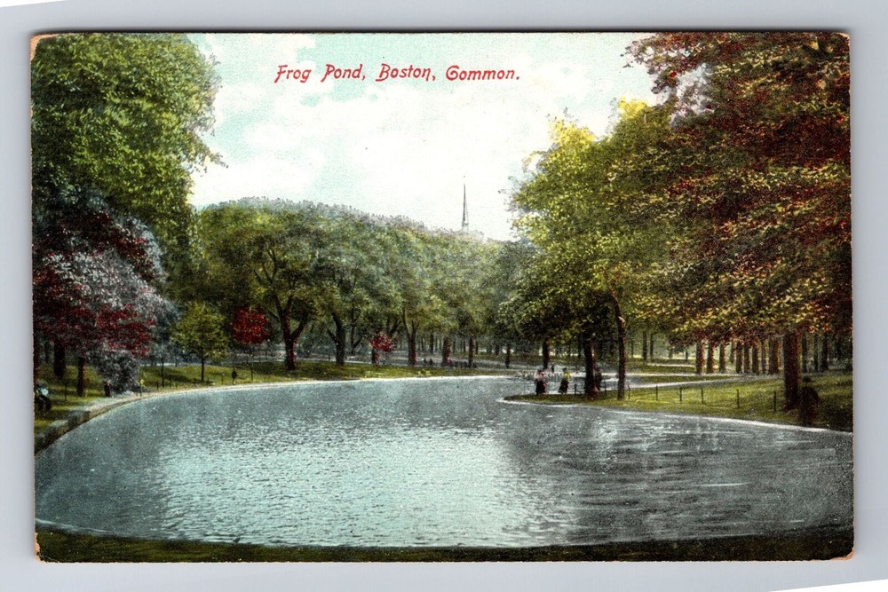 Boston MA-Massachusetts, Boston Common Frog Pond, Antique Vintage Postcard