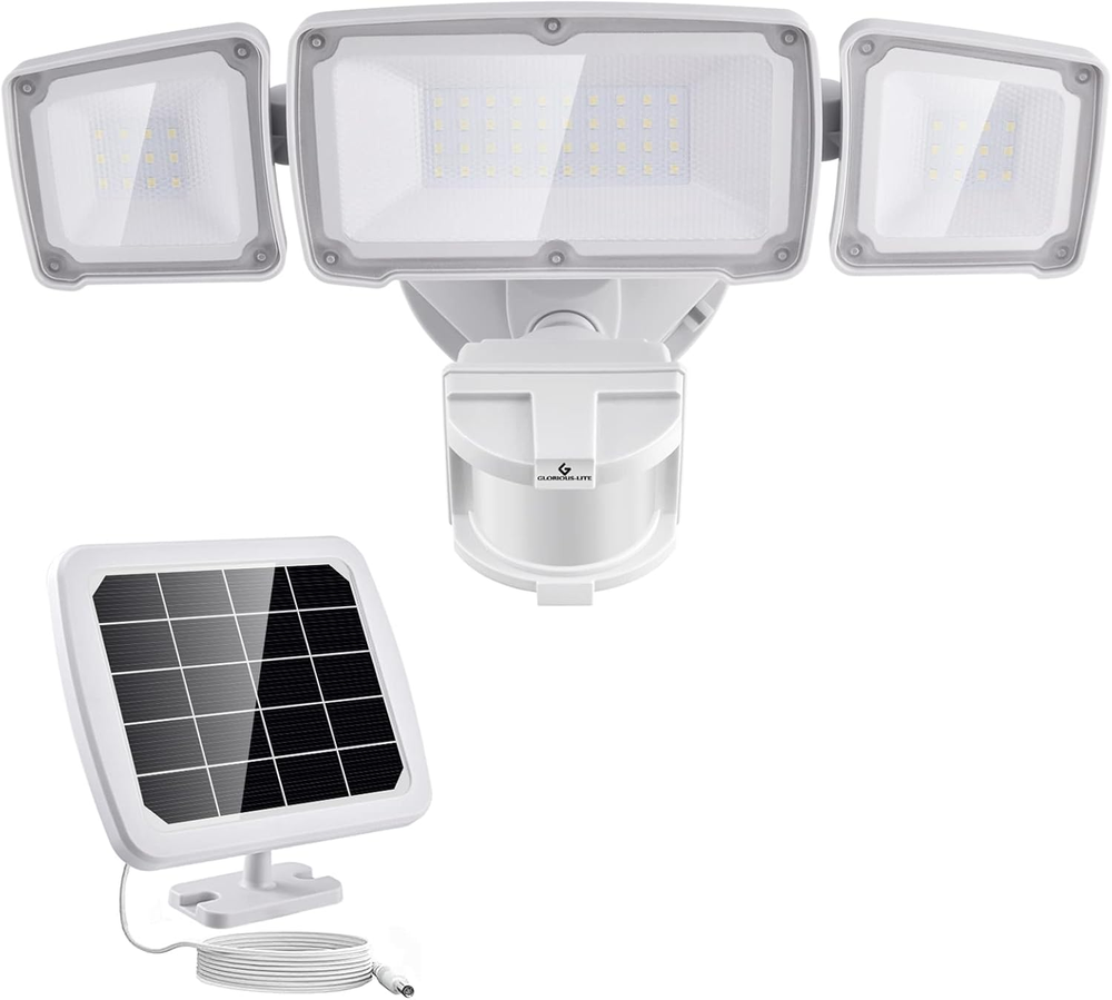 Luces de Seguridad Solar 2400Mah LED Sensor de Movimiento Luz Exterior, Recargables 1600L