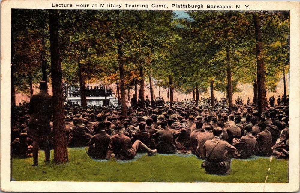 WWI Era Plattsburgh Barracks NY Military Training Camp Lecture Postcard