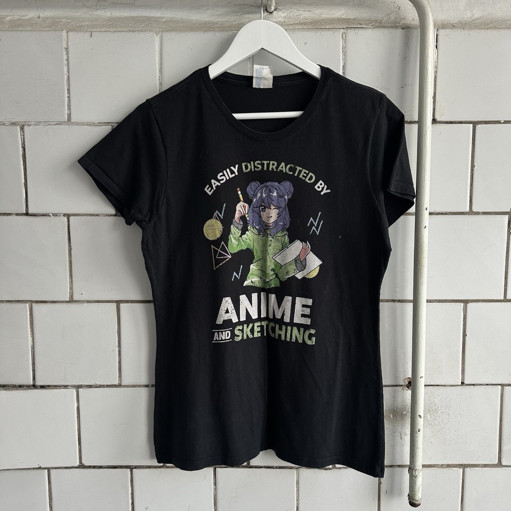 Vintage Y2K Anime Sketching Distracted Japan Style 00s USA Tee