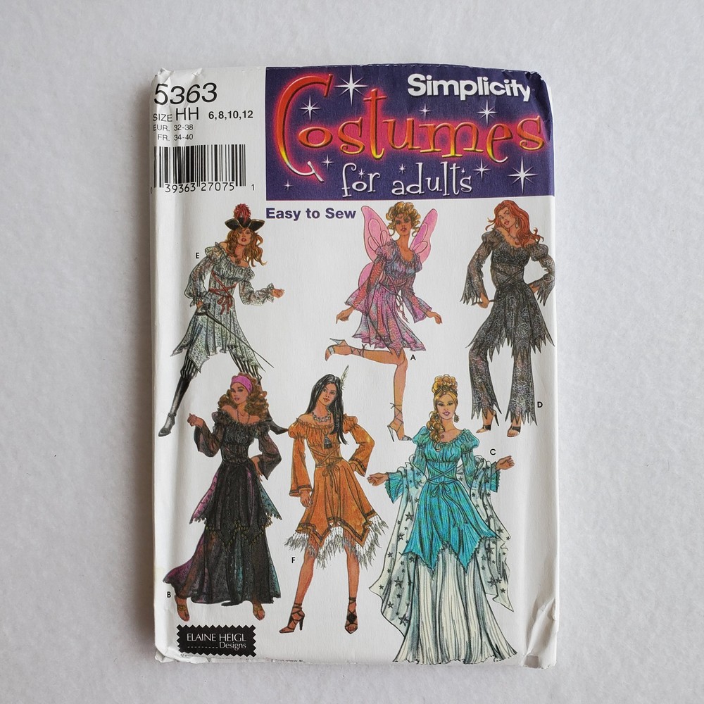 Simplicity Costumes UNCUT sewing pattern 5363 Misses size 6-12 FAIRY Pirate Vamp