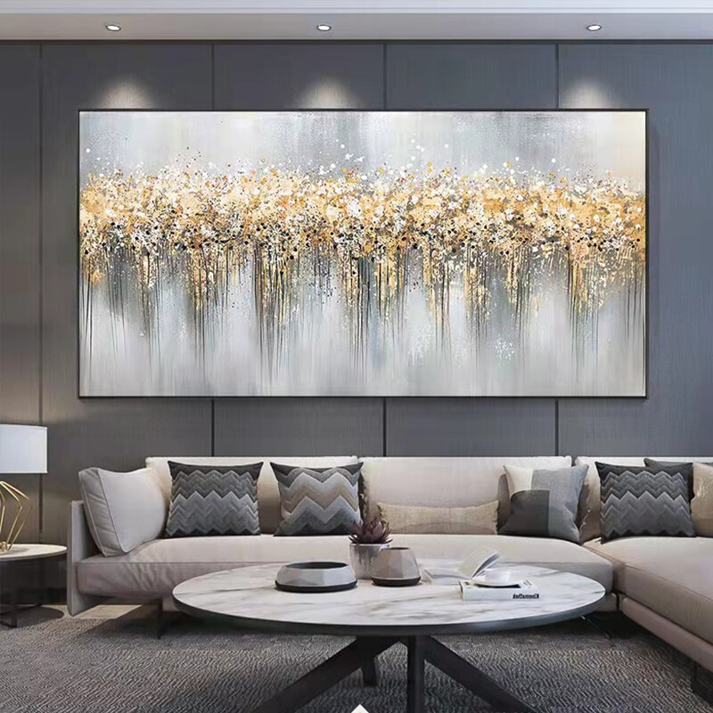 Hand Painted Abstract Mural on Canvas Modern Art Deco Painting Living Room
