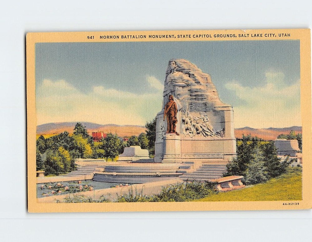 Postcard Mormon Battalion Monument State Capitol Grounds Salt Lake City Utah USA