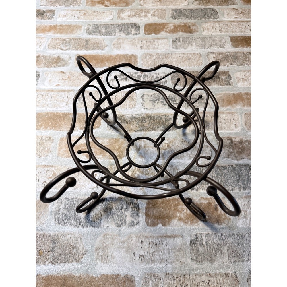 Wrought Iron Style Scroll Metal Stand Bronze Plant Riser Candle Holder 6.5in