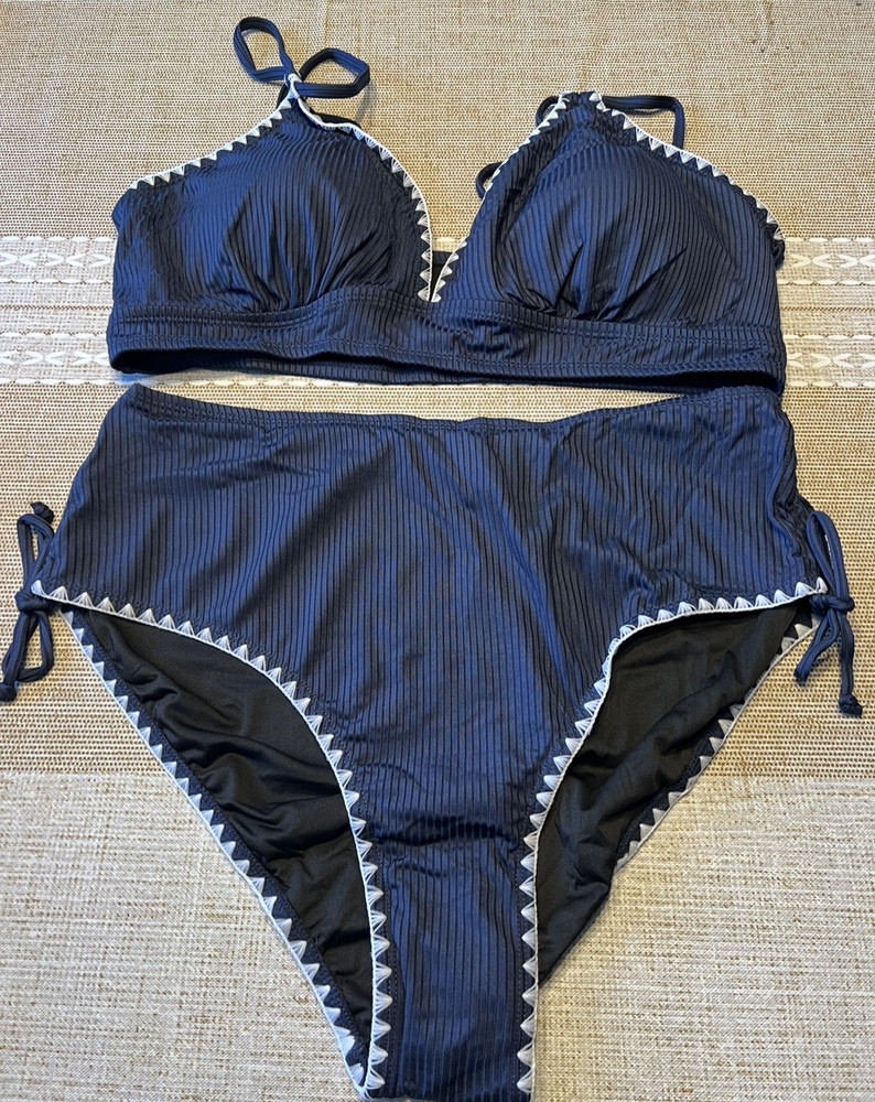 Herseas Blue 2 Piece Bathing Suit Bikini Removeable Pads Size 2XL NWOT