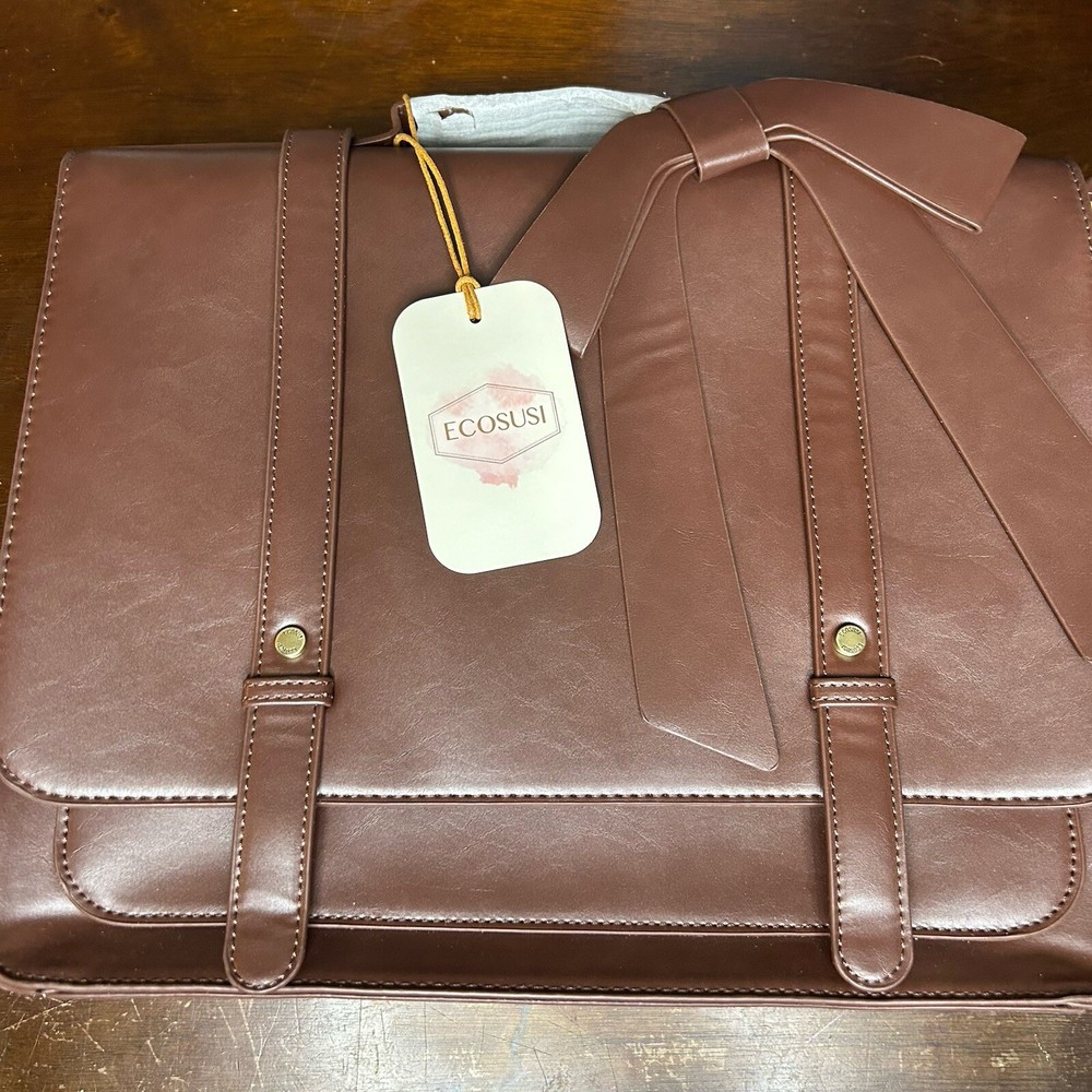 ECOSUSI Women’s PU Leather 14-Inch Laptop Messenger Backpack Briefcase