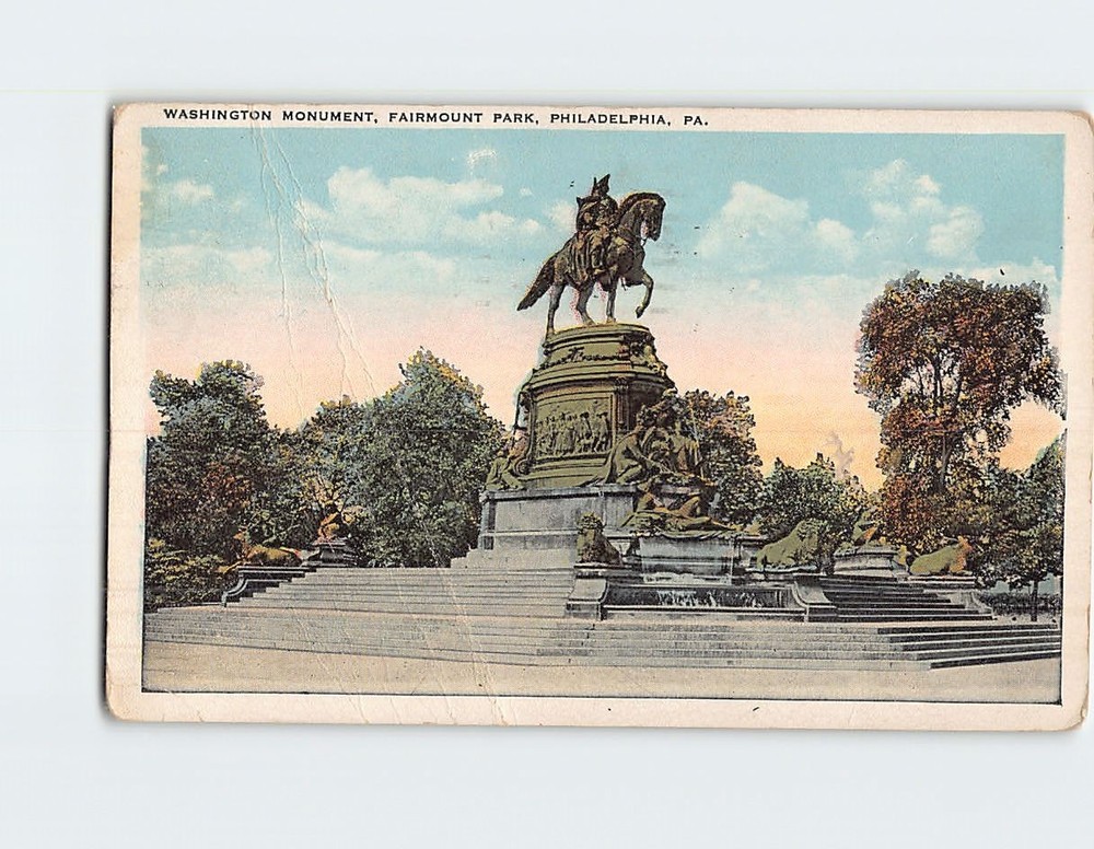 Postcard Washington Monument Fairmount Park Philadelphia Pennsylvania USA