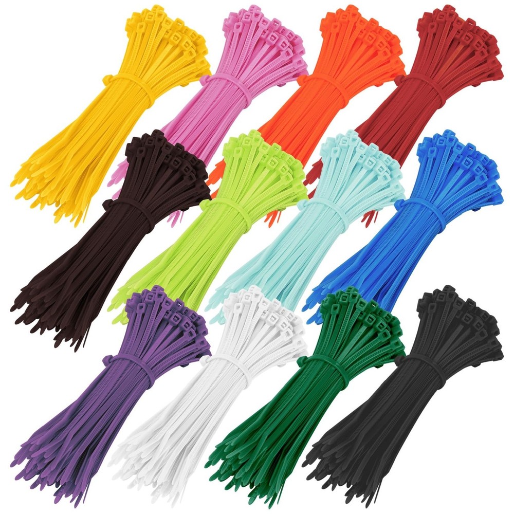 1200-Piece 4-Inch Colorful Self-Locking Nylon Zip Ties for Multipurpose Use