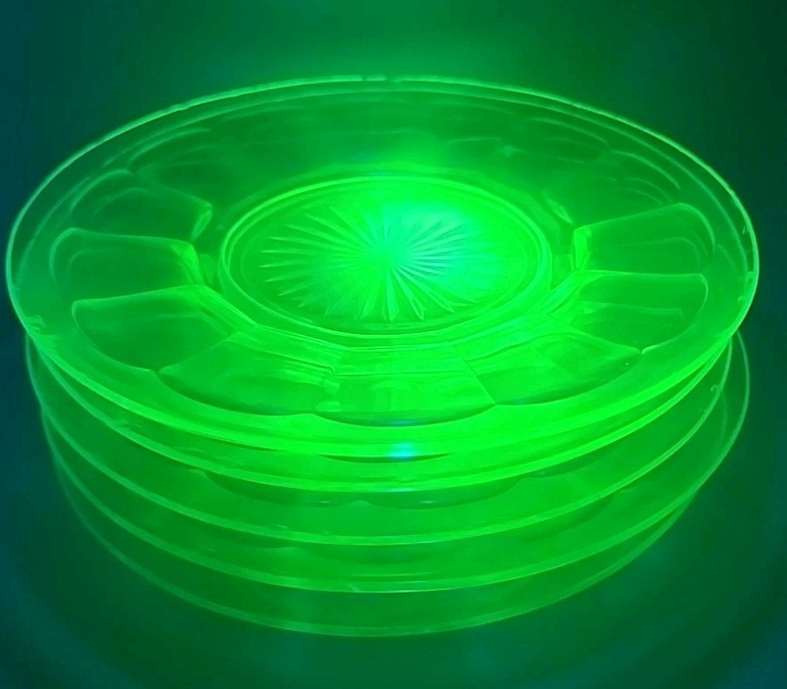 Vintage Hazel Atlas Ribbon Uranium Green Glass SET OF 5-7