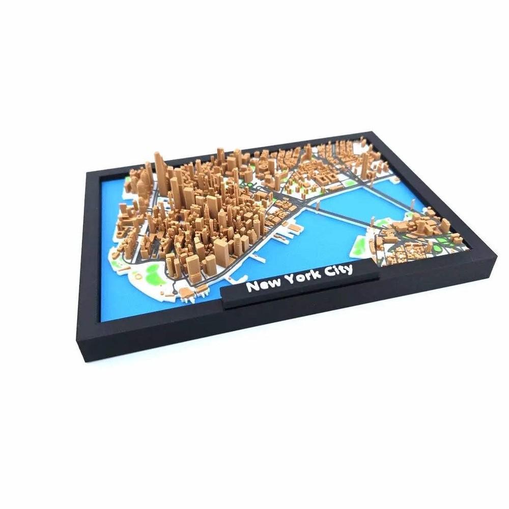 New York City 3D Map - Framed Skyline Model