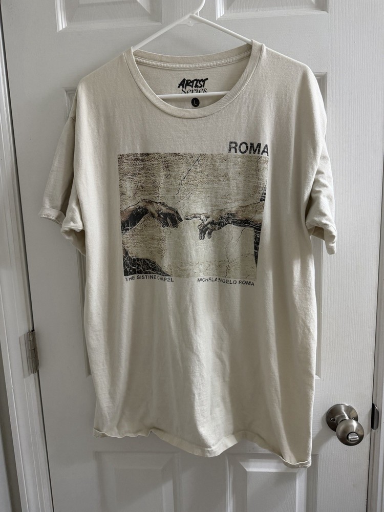 Roma Michelangelo Sistine Chapel The Creation of Adam T Shirt Large L