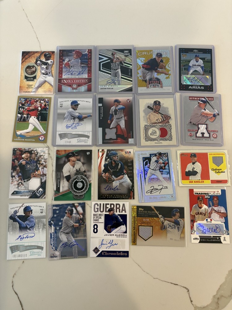 MLB Lot 20 Cards All Autos, Numbered, Patches, Rookies, Relics