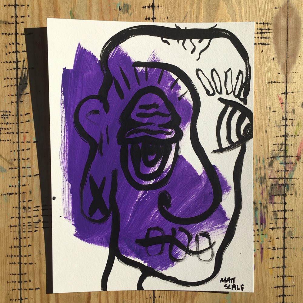 Matt Scalf Face Abstract Street Pop Art Graffiti ORIGINAL PAINTING 9x12 Modern