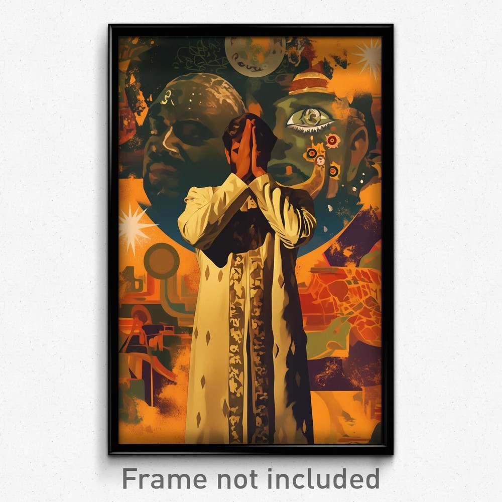 Bollywood Movie Poster Art Print - Shy Man in Embellished Costume